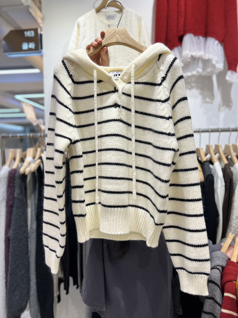 OLA韓國代購㊣女士新款人氣熱賣時尚推薦休閑職業針織衫連帽衫mellor/OLA針織衫圖色1