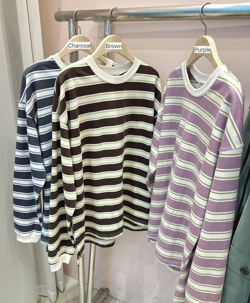 CRACKERS韓國代購㊣女裝新款熱賣人氣真品休閑25秋冬長袖T恤條紋CRACKERS長袖T恤