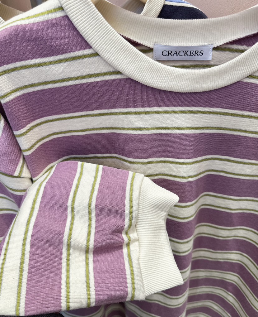 CRACKERS韓國代購㊣女裝新款熱賣人氣真品休閑25秋冬長袖T恤條紋CRACKERS長袖T恤