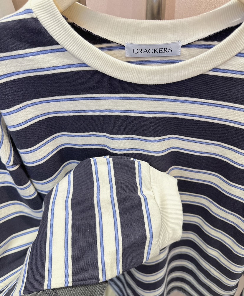 CRACKERS韓國代購㊣女裝新款熱賣人氣真品休閑25秋冬長袖T恤條紋CRACKERS長袖T恤