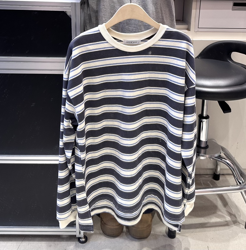 CRACKERS韓國代購㊣女裝新款熱賣人氣真品休閑25秋冬長袖T恤條紋CRACKERS長袖T恤圖色3