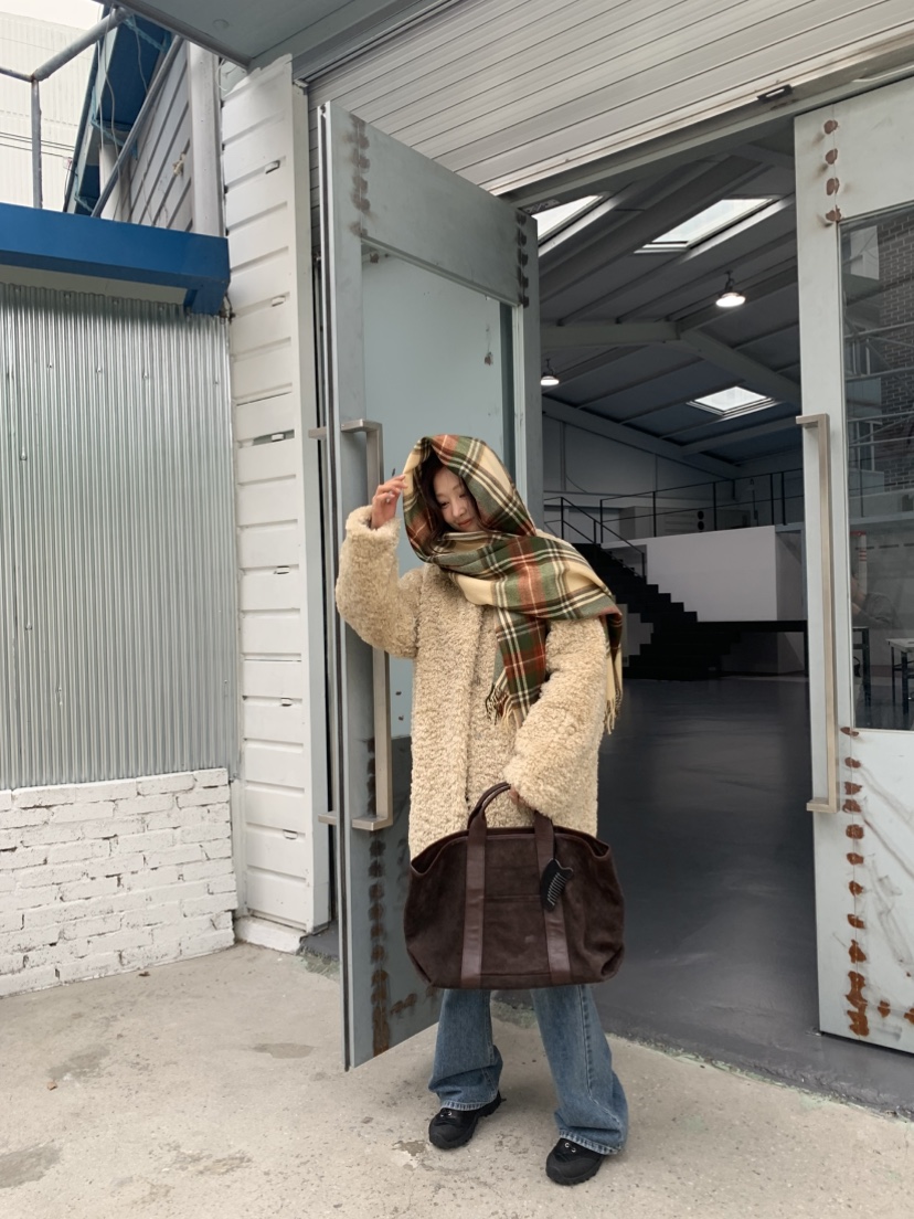 MURMUR韓國代購㊣女士新品25秋冬時尚真品休閑中長款大衣毛皮MURMUR中長款大衣