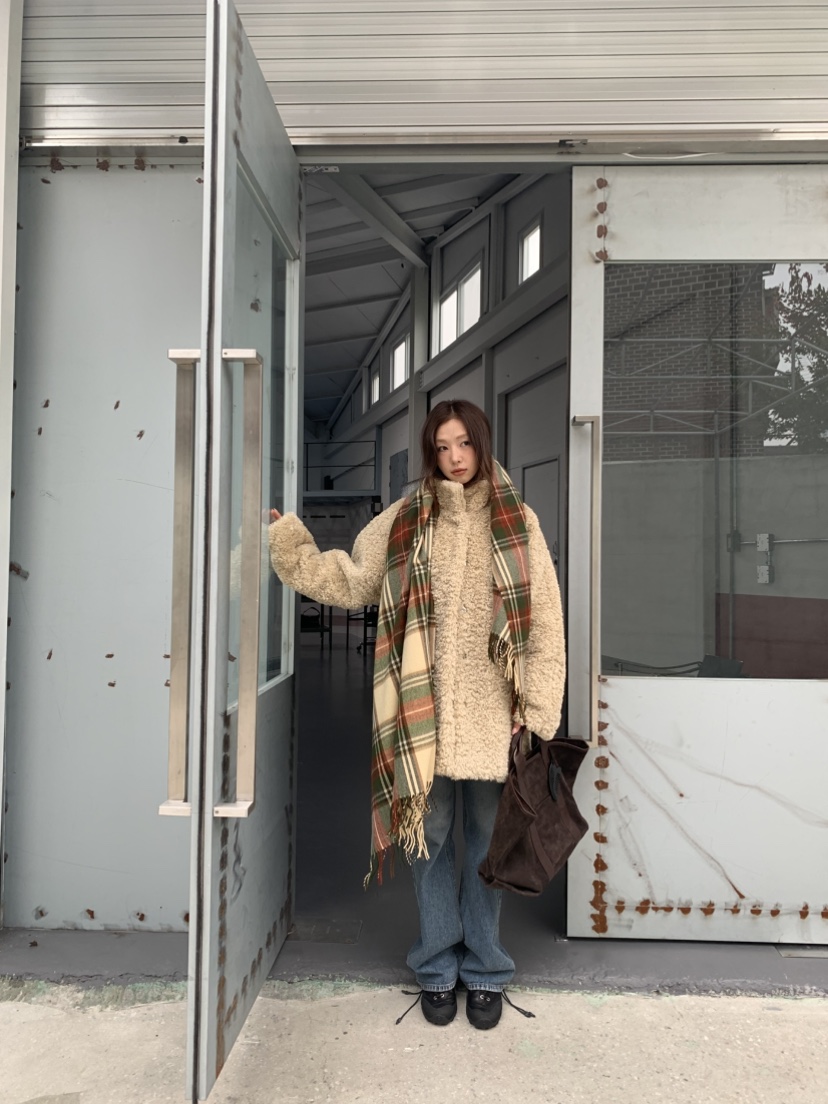 MURMUR韓國代購㊣女士新品25秋冬時尚真品休閑中長款大衣毛皮MURMUR中長款大衣