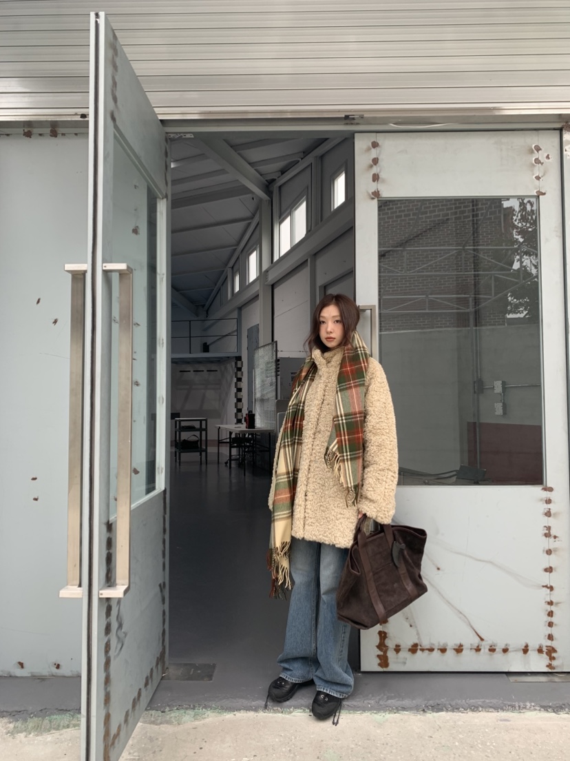 MURMUR韓國代購㊣女士新品25秋冬時尚真品休閑中長款大衣毛皮MURMUR中長款大衣