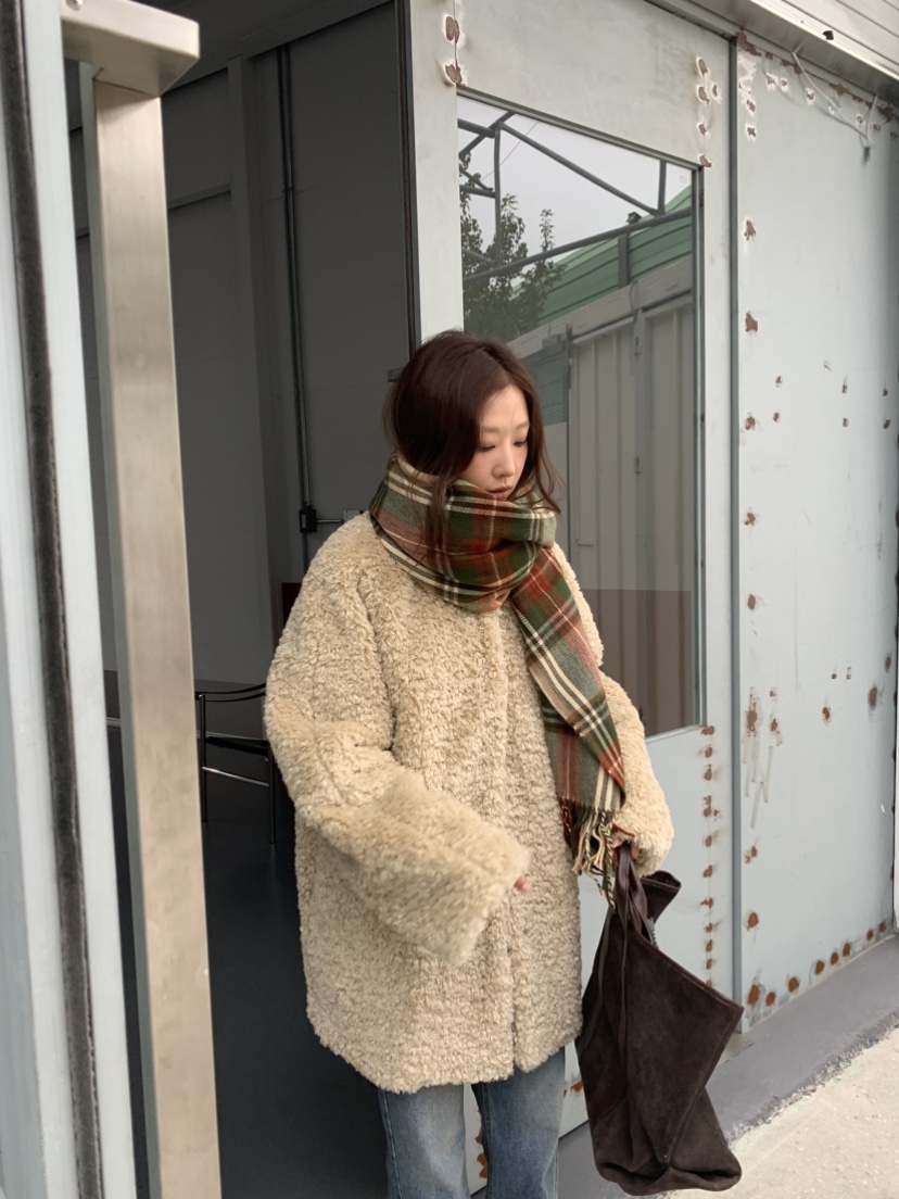 MURMUR韓國代購㊣女士新品25秋冬時尚真品休閑中長款大衣毛皮MURMUR中長款大衣