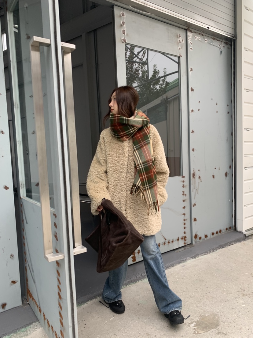 MURMUR韓國代購㊣女士新品25秋冬時尚真品休閑中長款大衣毛皮MURMUR中長款大衣