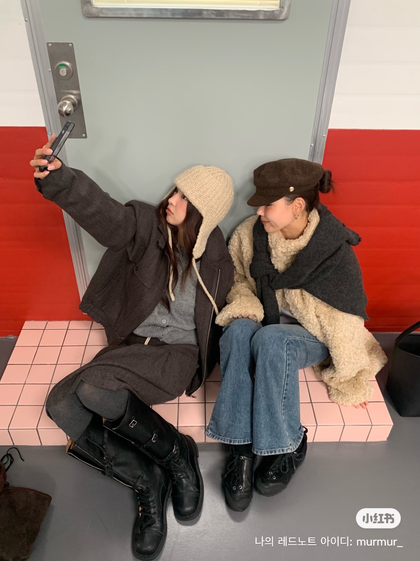 MURMUR韓國代購㊣女士新品25秋冬時尚真品休閑中長款大衣毛皮MURMUR中長款大衣