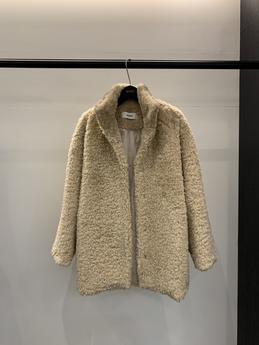 MURMUR韓國代購㊣女士新品25秋冬時尚真品休閑中長款大衣毛皮MURMUR中長款大衣圖色1