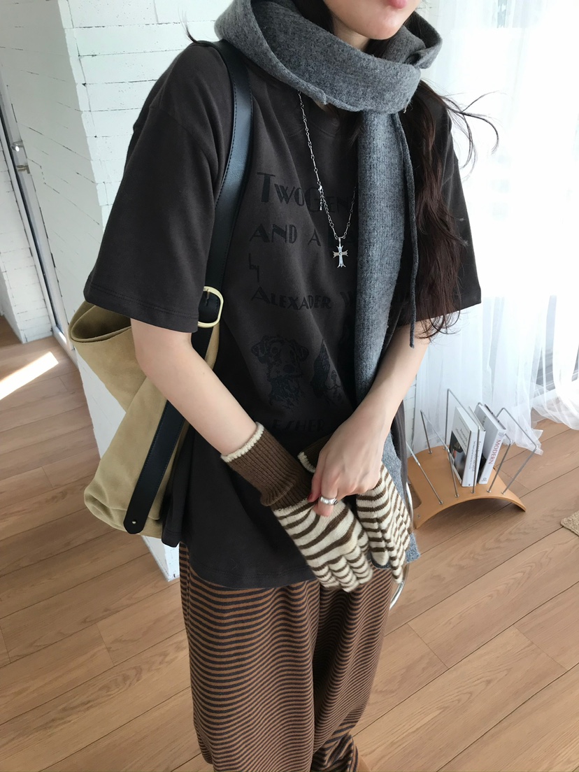 ESCHER韓國直郵㊣女裝新款真品職業時尚25秋冬人氣休閑熱賣T恤ESCHERT恤