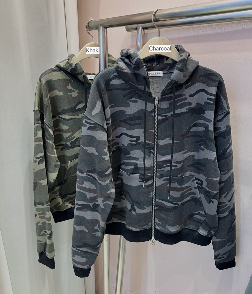 CRACKERS東大門㊣實拍女士新款熱賣時尚人氣夾克加絨拉鏈迷彩CRACKERS夾克