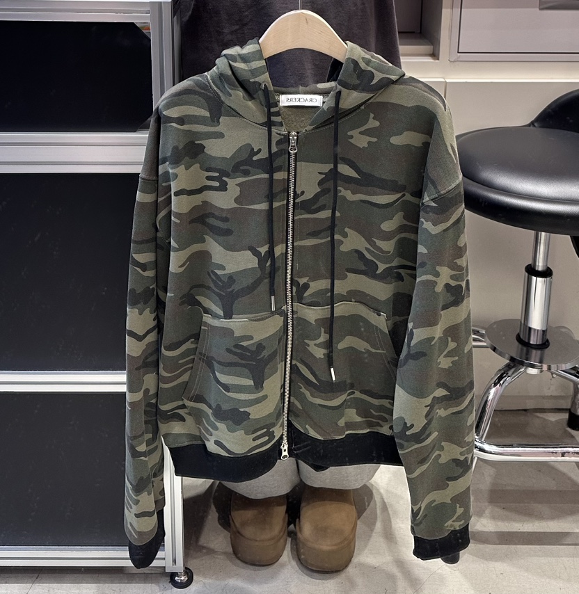 CRACKERS東大門㊣實拍女士新款熱賣時尚人氣夾克加絨拉鏈迷彩CRACKERS夾克圖色1