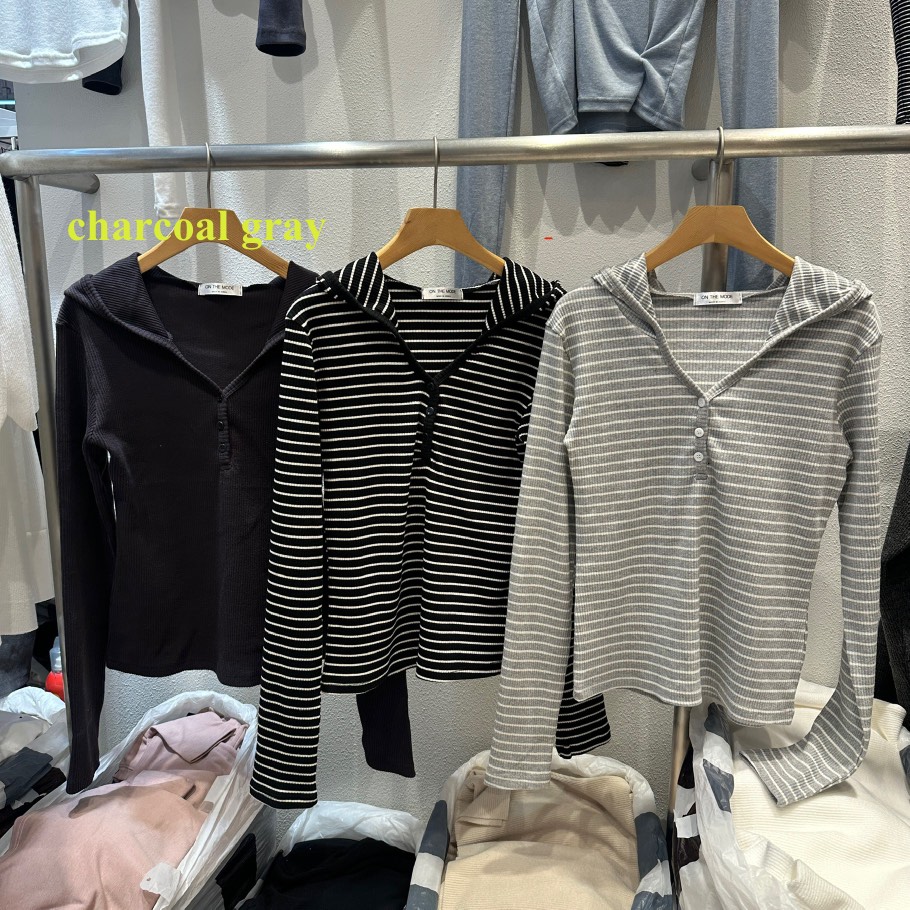 ON THE MODE韓國代購㊣女士新品25秋冬熱賣真品長袖T恤紐扣ON THE MODE長袖T恤