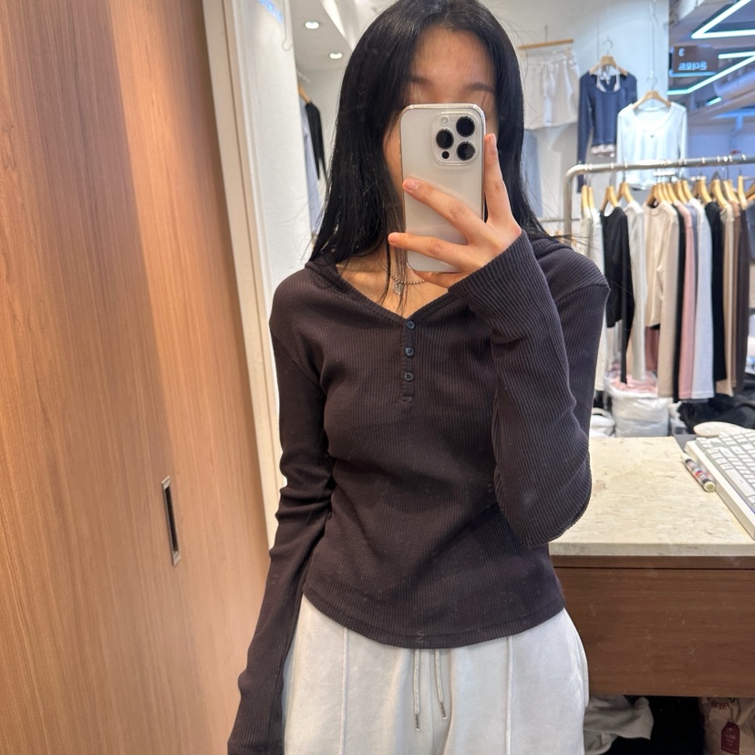 ON THE MODE韓國代購㊣女士新品25秋冬熱賣真品長袖T恤紐扣ON THE MODE長袖T恤