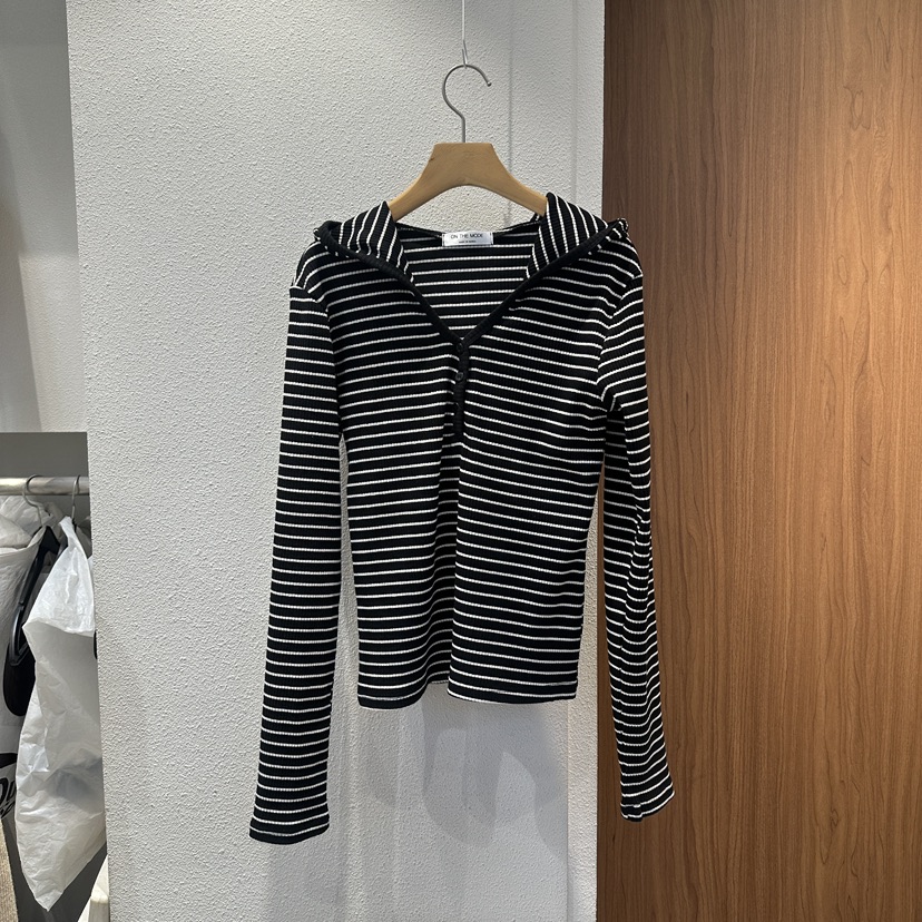 ON THE MODE韓國代購㊣女士新品25秋冬熱賣真品長袖T恤紐扣ON THE MODE長袖T恤圖色1