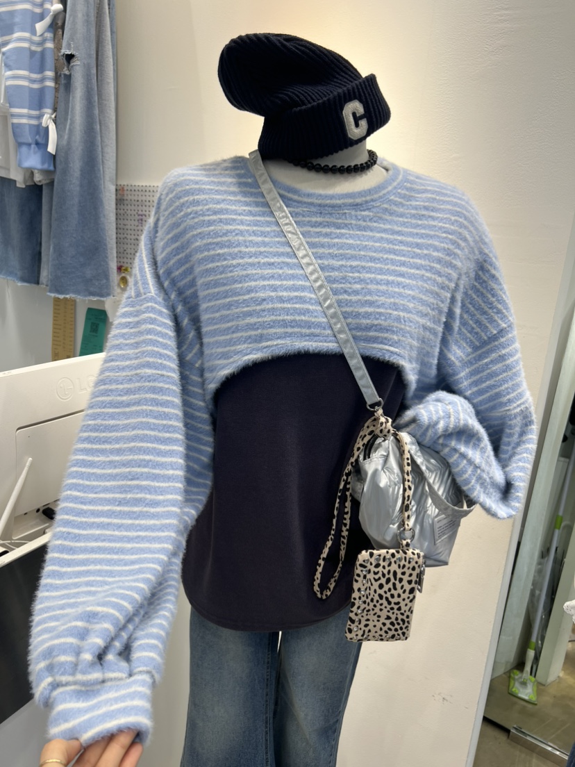 BLUE BANANA東大門㊣實拍女裝新品人氣真品時尚針織衫假兩件BLUE BANANA針織衫