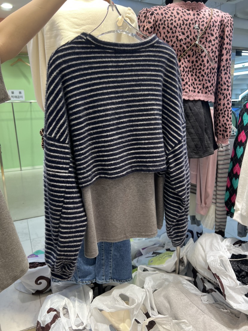 BLUE BANANA東大門㊣實拍女裝新品人氣真品時尚針織衫假兩件BLUE BANANA針織衫