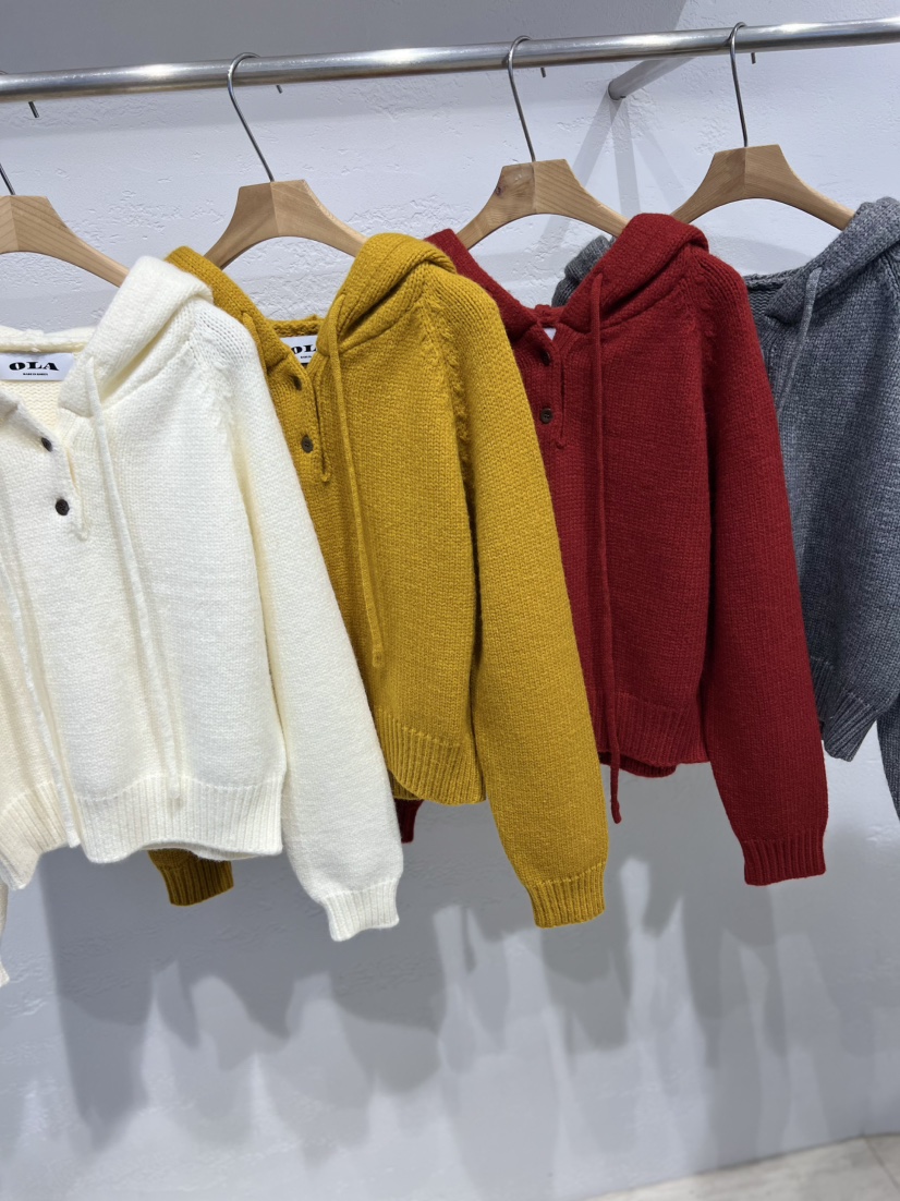 OLA韓國直郵㊣女裝新品熱賣休閑25秋冬職業針織衫連帽衫紐扣mellor/OLA針織衫