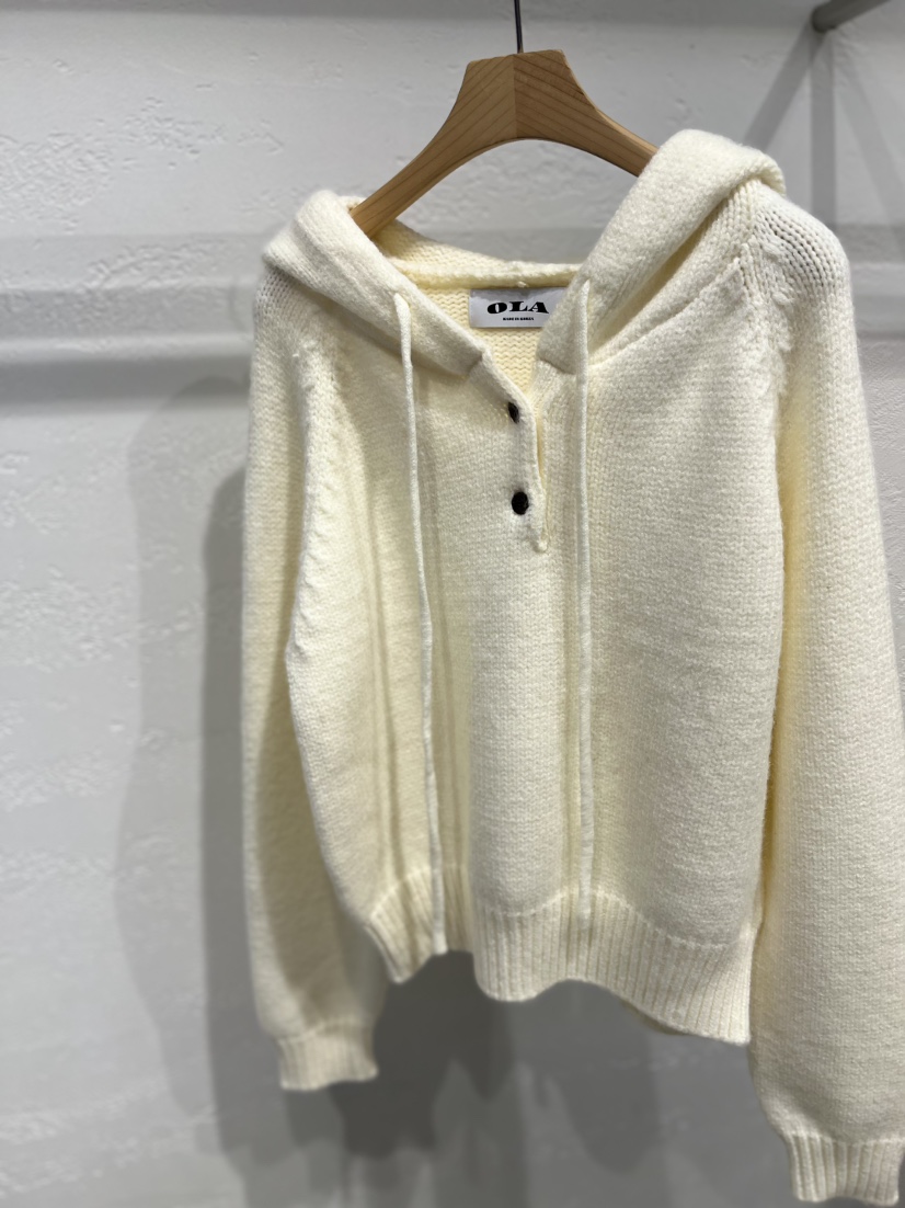 OLA韓國直郵㊣女裝新品熱賣休閑25秋冬職業針織衫連帽衫紐扣mellor/OLA針織衫