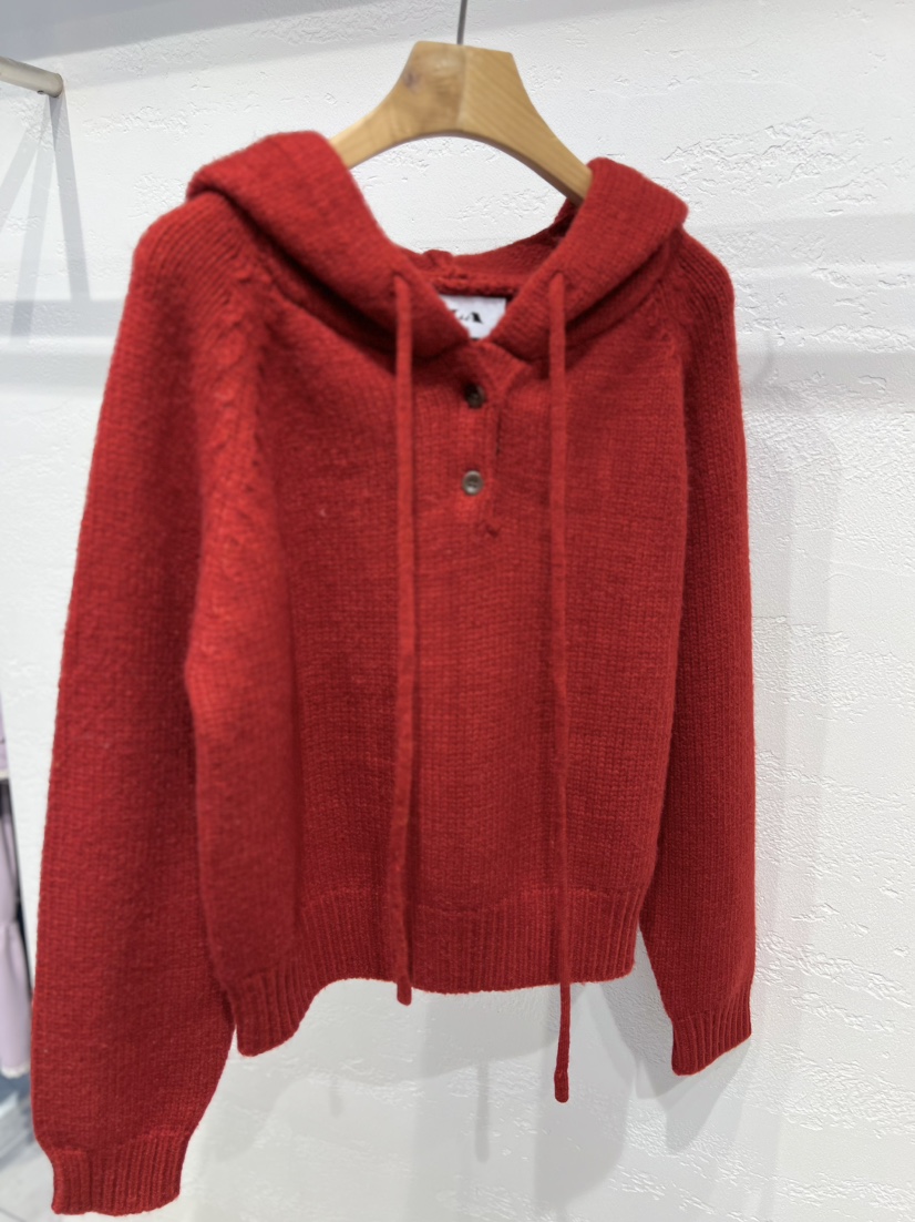 OLA韓國直郵㊣女裝新品熱賣休閑25秋冬職業針織衫連帽衫紐扣mellor/OLA針織衫