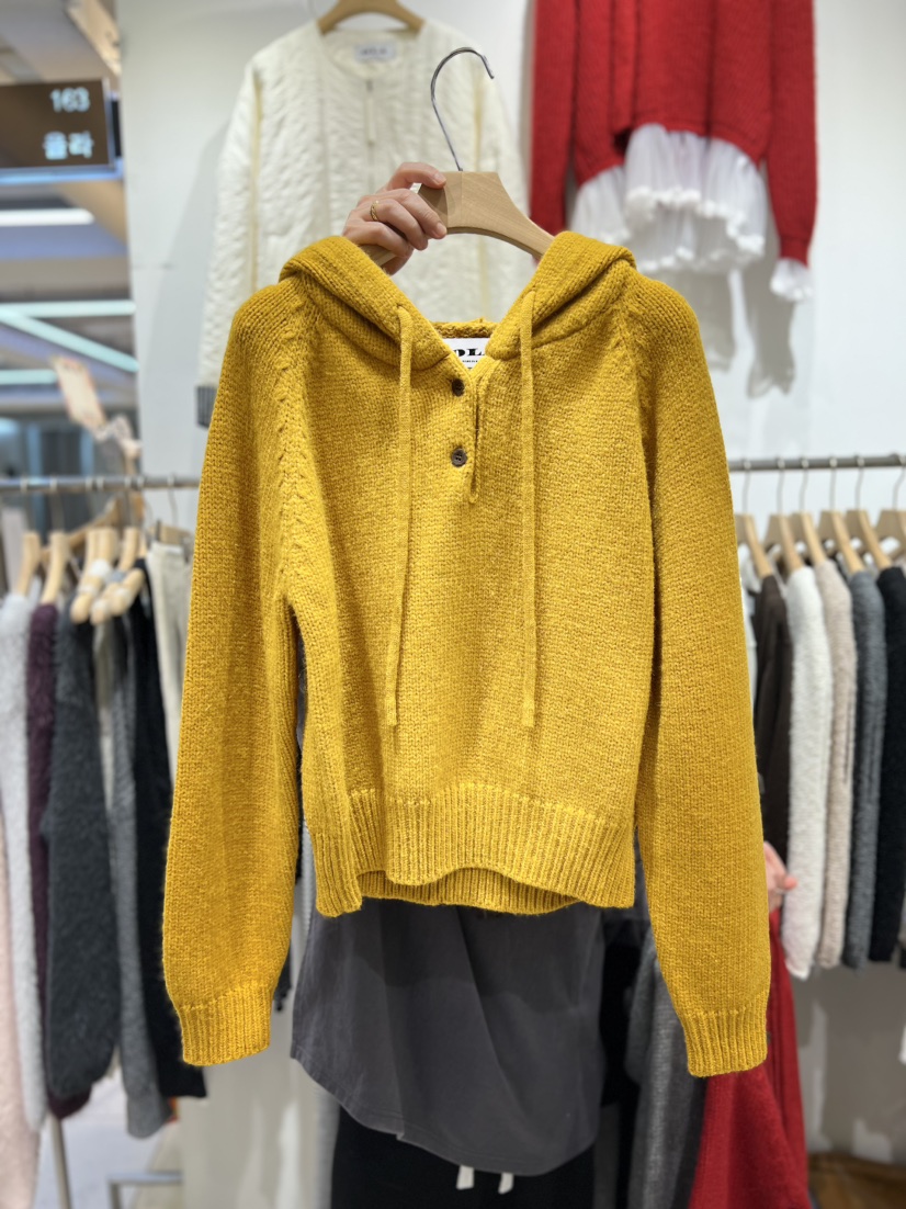 OLA韓國直郵㊣女裝新品熱賣休閑25秋冬職業針織衫連帽衫紐扣mellor/OLA針織衫圖色2