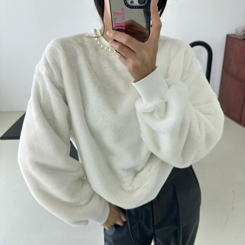 SOUIT韓國直郵㊣女裝新品人氣職業熱賣時尚推薦25秋冬衛衣貂皮SOUIT by mabel-L衛衣