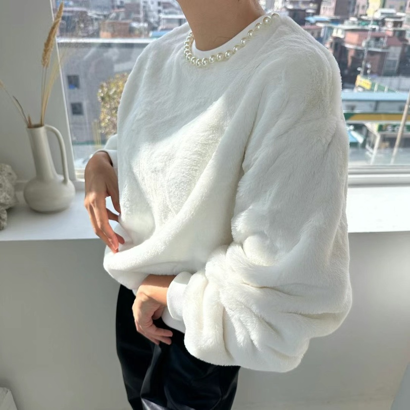 SOUIT韓國直郵㊣女裝新品人氣職業熱賣時尚推薦25秋冬衛衣貂皮SOUIT by mabel-L衛衣