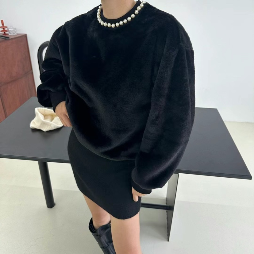 SOUIT韓國直郵㊣女裝新品人氣職業熱賣時尚推薦25秋冬衛衣貂皮SOUIT by mabel-L衛衣