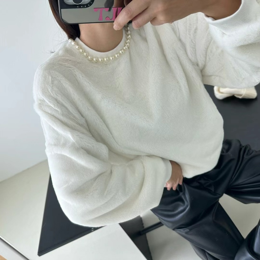 SOUIT韓國直郵㊣女裝新品人氣職業熱賣時尚推薦25秋冬衛衣貂皮SOUIT by mabel-L衛衣