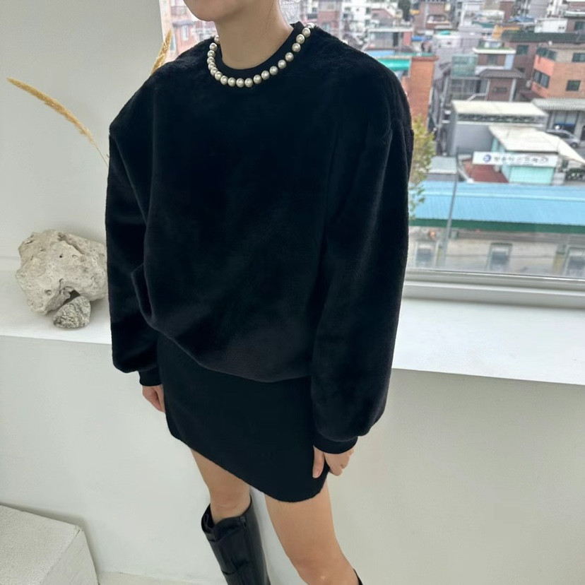 SOUIT韓國直郵㊣女裝新品人氣職業熱賣時尚推薦25秋冬衛衣貂皮SOUIT by mabel-L衛衣