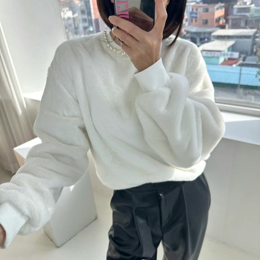 SOUIT韓國直郵㊣女裝新品人氣職業熱賣時尚推薦25秋冬衛衣貂皮SOUIT by mabel-L衛衣圖色1