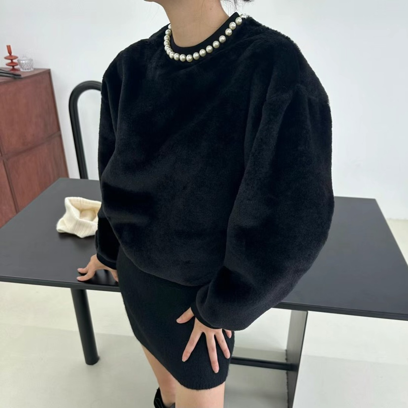 SOUIT韓國直郵㊣女裝新品人氣職業熱賣時尚推薦25秋冬衛衣貂皮SOUIT by mabel-L衛衣圖色2