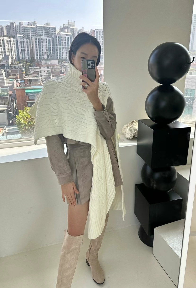 SOUIT韓國代購㊣女裝新品真品時尚人氣25秋冬休閑圍巾披肩披肩SOUIT by mabel-L圍巾/披肩
