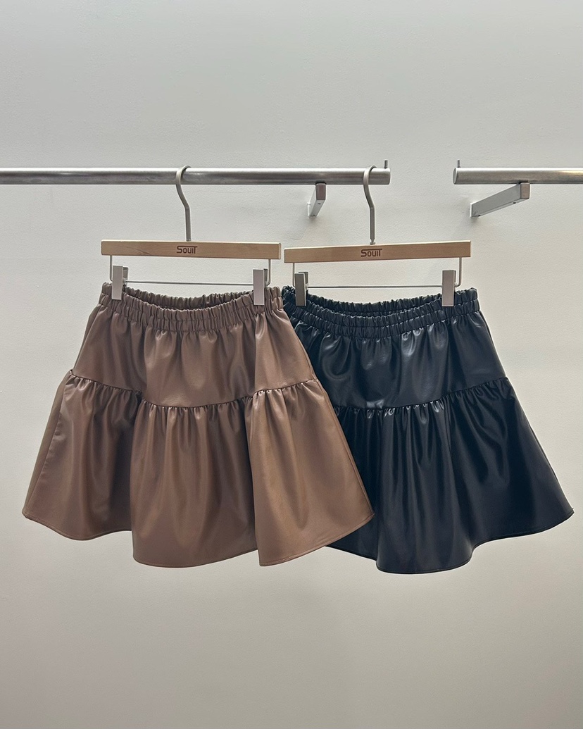 SOUIT東大門㊣代購女士新款時尚職業人氣真品25秋冬短裙皮革SOUIT by mabel-L短裙