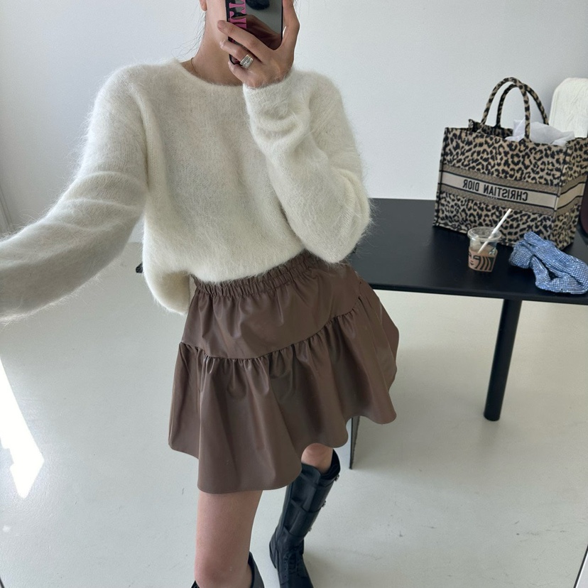 SOUIT東大門㊣代購女士新款時尚職業人氣真品25秋冬短裙皮革SOUIT by mabel-L短裙