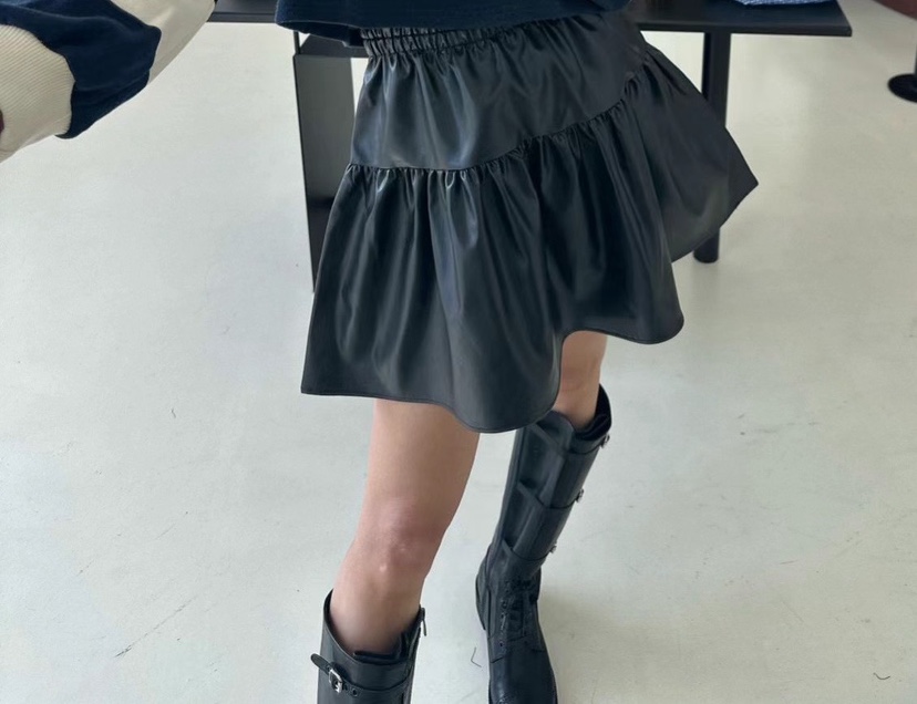 SOUIT東大門㊣代購女士新款時尚職業人氣真品25秋冬短裙皮革SOUIT by mabel-L短裙