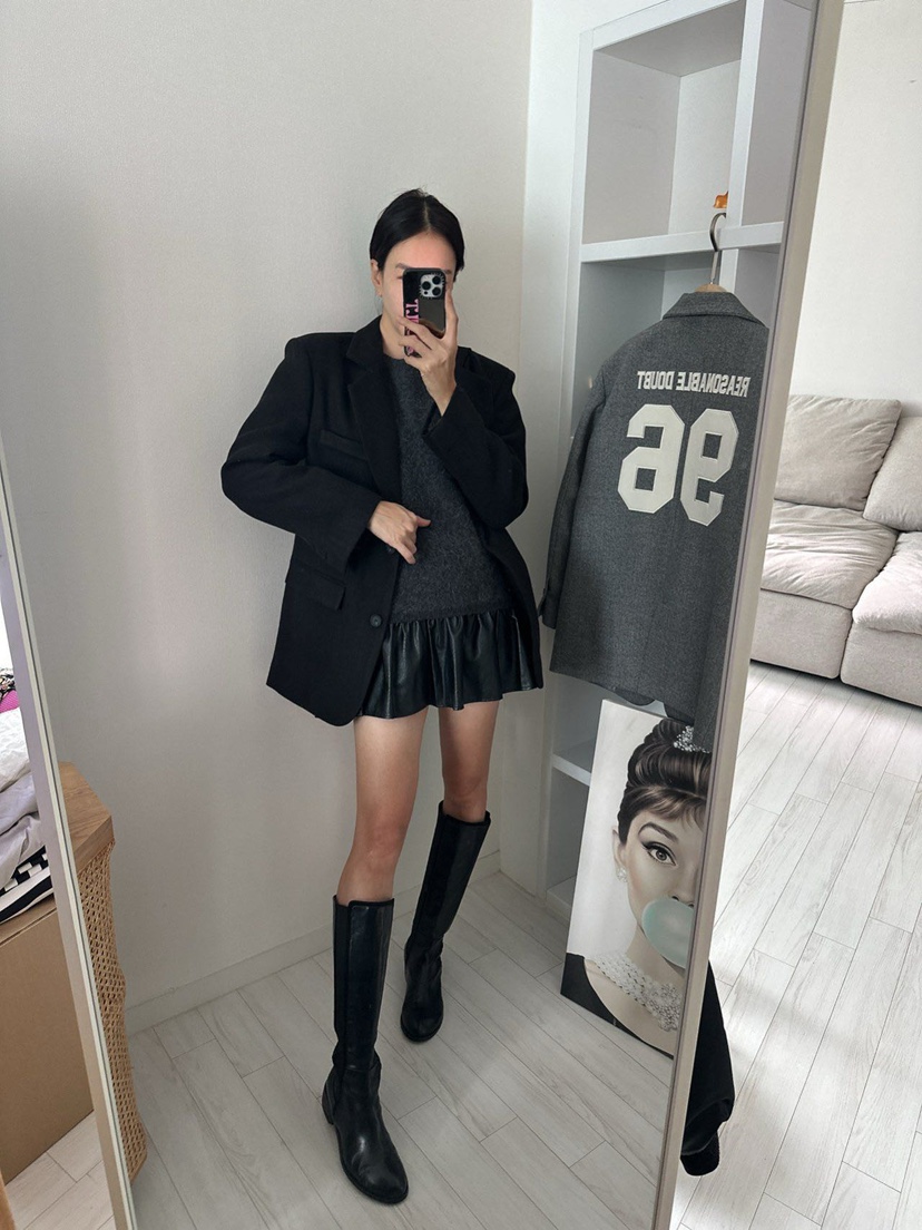 SOUIT東大門㊣代購女士新款時尚職業人氣真品25秋冬短裙皮革SOUIT by mabel-L短裙