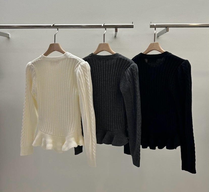 SOUIT東大門㊣直郵女裝新款真品熱賣休閑時尚25秋冬針織衫荷葉邊SOUIT by mabel-L針織衫