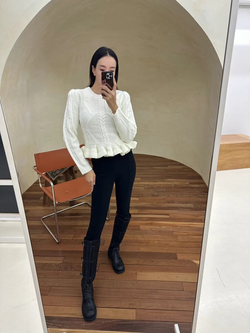 SOUIT東大門㊣直郵女裝新款真品熱賣休閑時尚25秋冬針織衫荷葉邊SOUIT by mabel-L針織衫