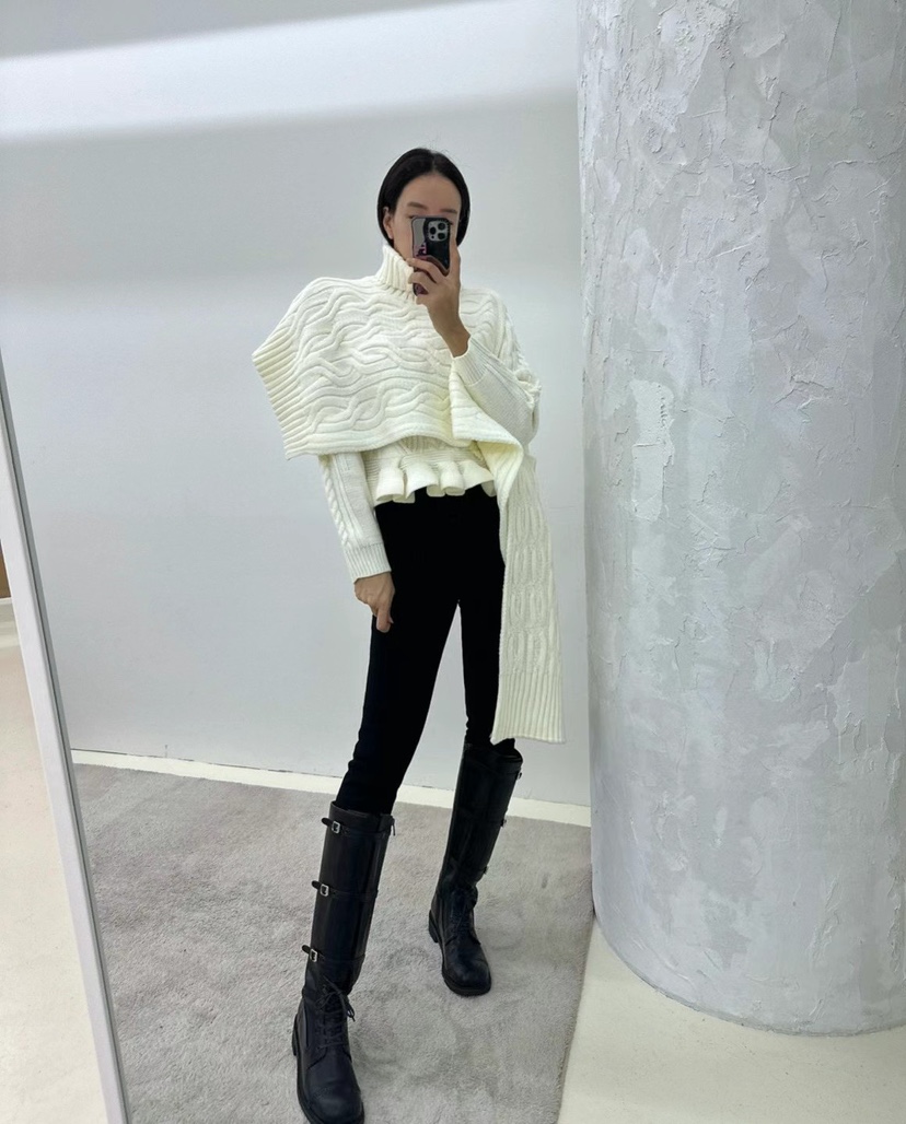 SOUIT東大門㊣直郵女裝新款真品熱賣休閑時尚25秋冬針織衫荷葉邊SOUIT by mabel-L針織衫