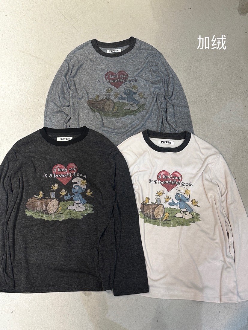 PEPPER-L韓國直郵㊣女裝新款休閑推薦熱賣真品長袖T恤加絨PEPPER長袖T恤