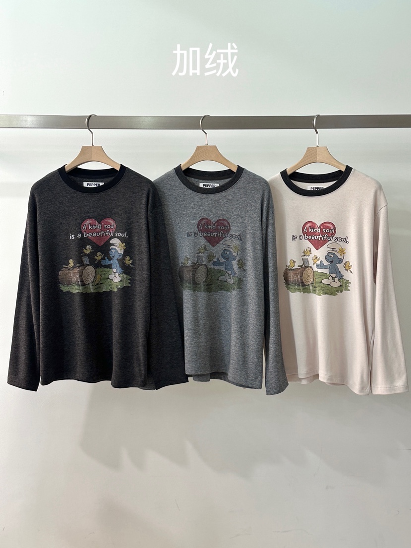 PEPPER-L韓國直郵㊣女裝新款休閑推薦熱賣真品長袖T恤加絨PEPPER長袖T恤