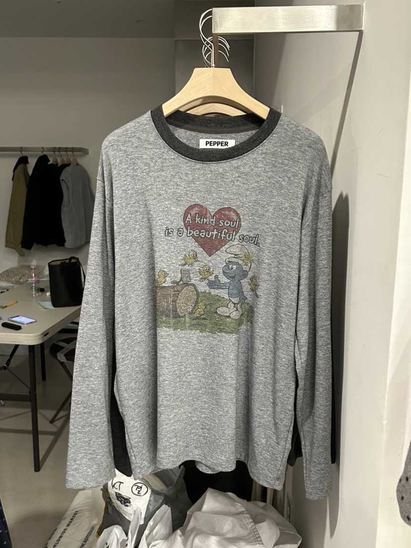 PEPPER-L韓國直郵㊣女裝新款休閑推薦熱賣真品長袖T恤加絨PEPPER長袖T恤圖色2