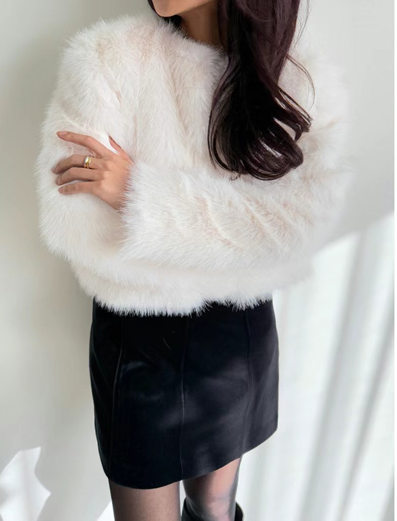SOUIT東大門㊣代購女士新款25秋冬休閑時尚推薦短款大衣皮草SOUIT by mabel-L短款大衣