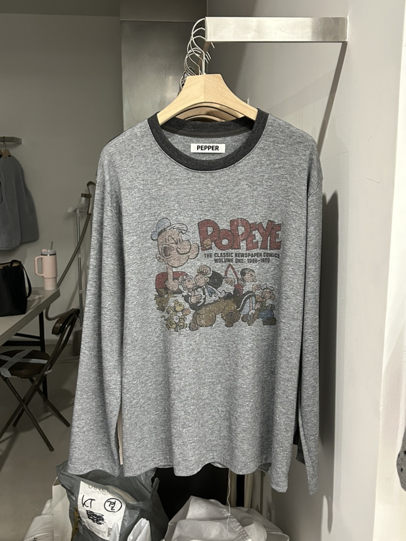 PEPPER-L韓國直郵㊣女裝新款推薦真品長袖T恤大力水手加絨PEPPER長袖T恤圖色2