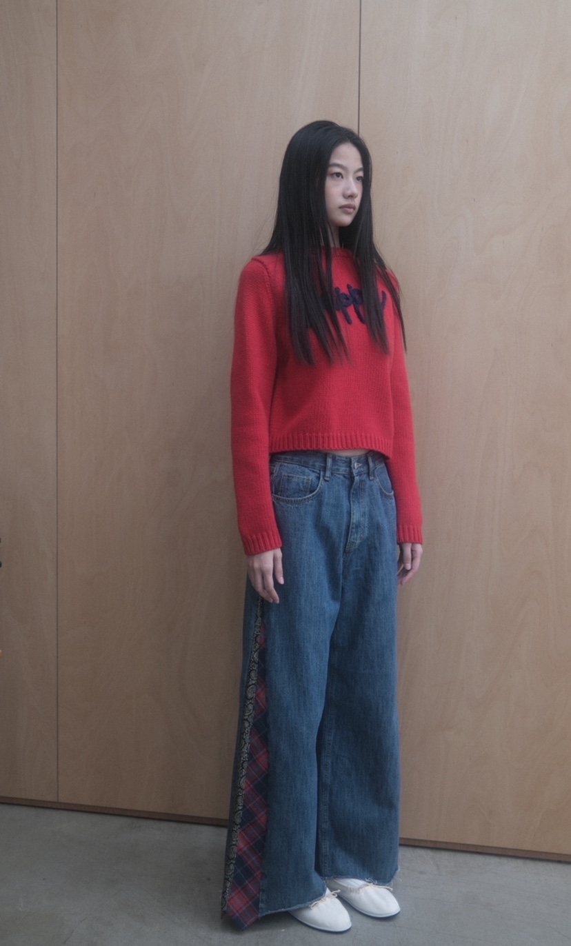 FIFO韓國直郵㊣女裝新款熱賣人氣職業25秋冬時尚真品毛衣刺繡FIFO毛衣