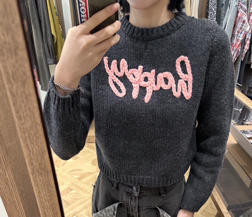 FIFO韓國直郵㊣女裝新款熱賣人氣職業25秋冬時尚真品毛衣刺繡FIFO毛衣