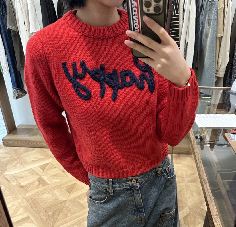 FIFO韓國直郵㊣女裝新款熱賣人氣職業25秋冬時尚真品毛衣刺繡FIFO毛衣