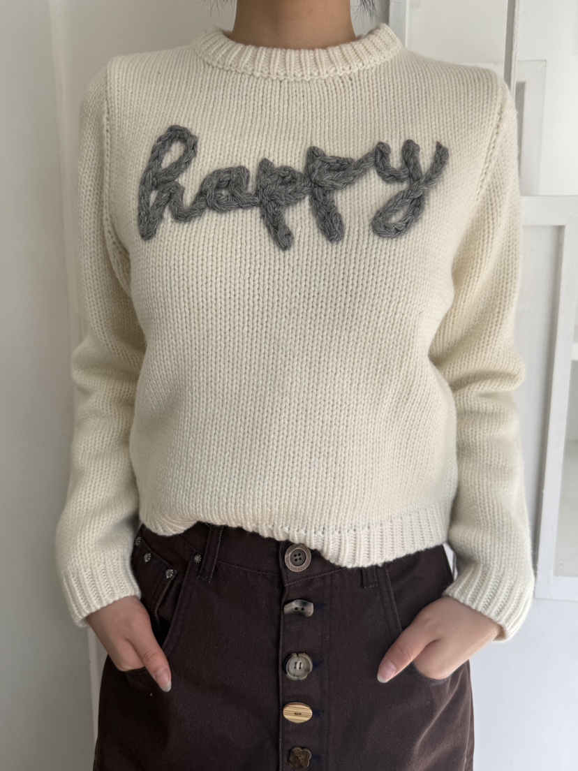 FIFO韓國直郵㊣女裝新款熱賣人氣職業25秋冬時尚真品毛衣刺繡FIFO毛衣