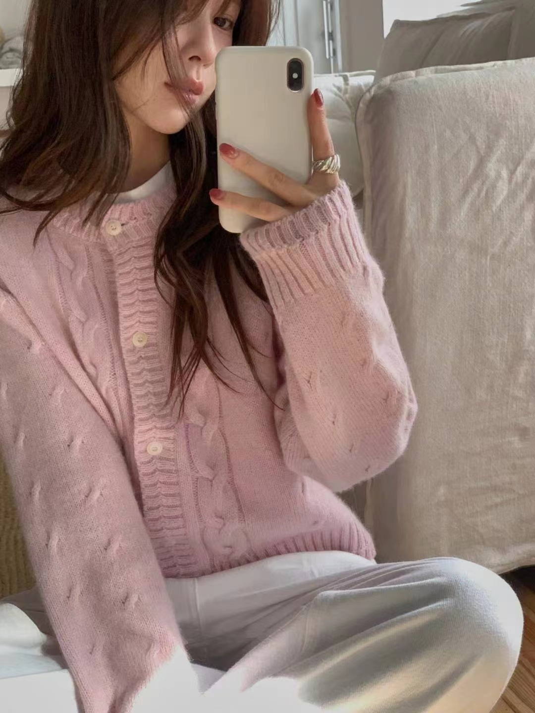 MIELLE-미엘르-OT東大門㊣代購女裝新品休閑25秋冬針織衫開衫MIELLE-미엘르-OT針織衫