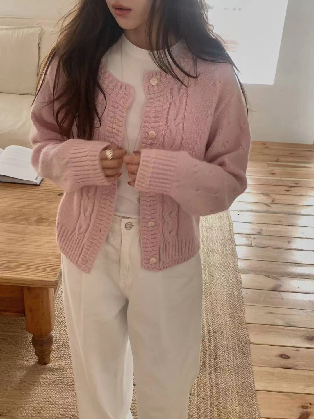 MIELLE-미엘르-OT東大門㊣代購女裝新品休閑25秋冬針織衫開衫MIELLE-미엘르-OT針織衫圖色1